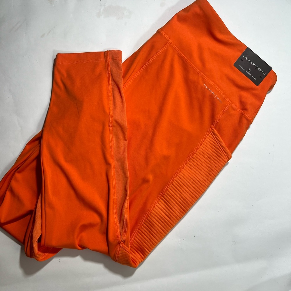 Women's Tahari Sport Orange Athletic Leggings Size XL